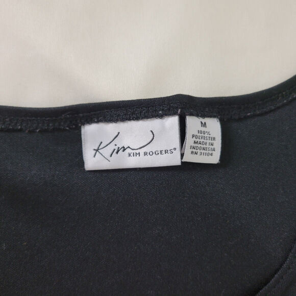 Kim Rogers Shirt Womens Medium Black Tank Top Scoop Neck Polyester Blouse - Picture 8 of 9